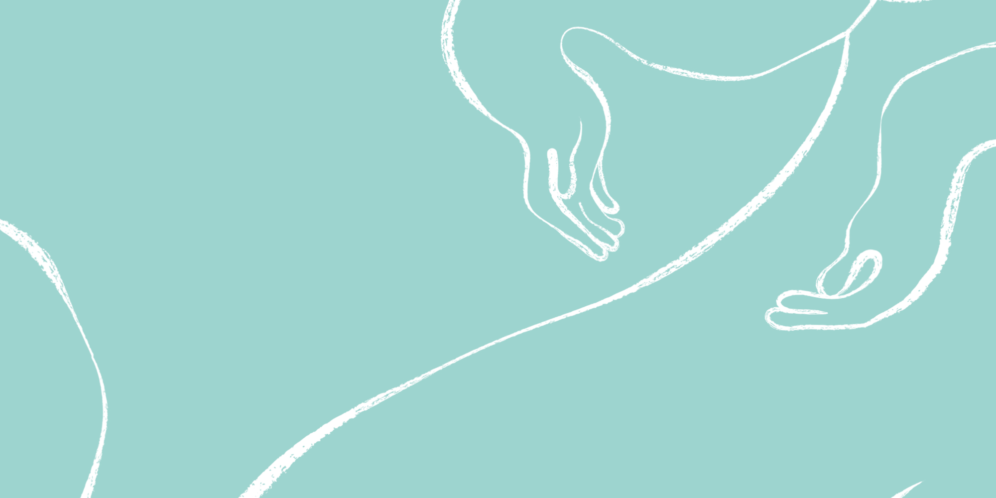 teal background with hand drawn human hands