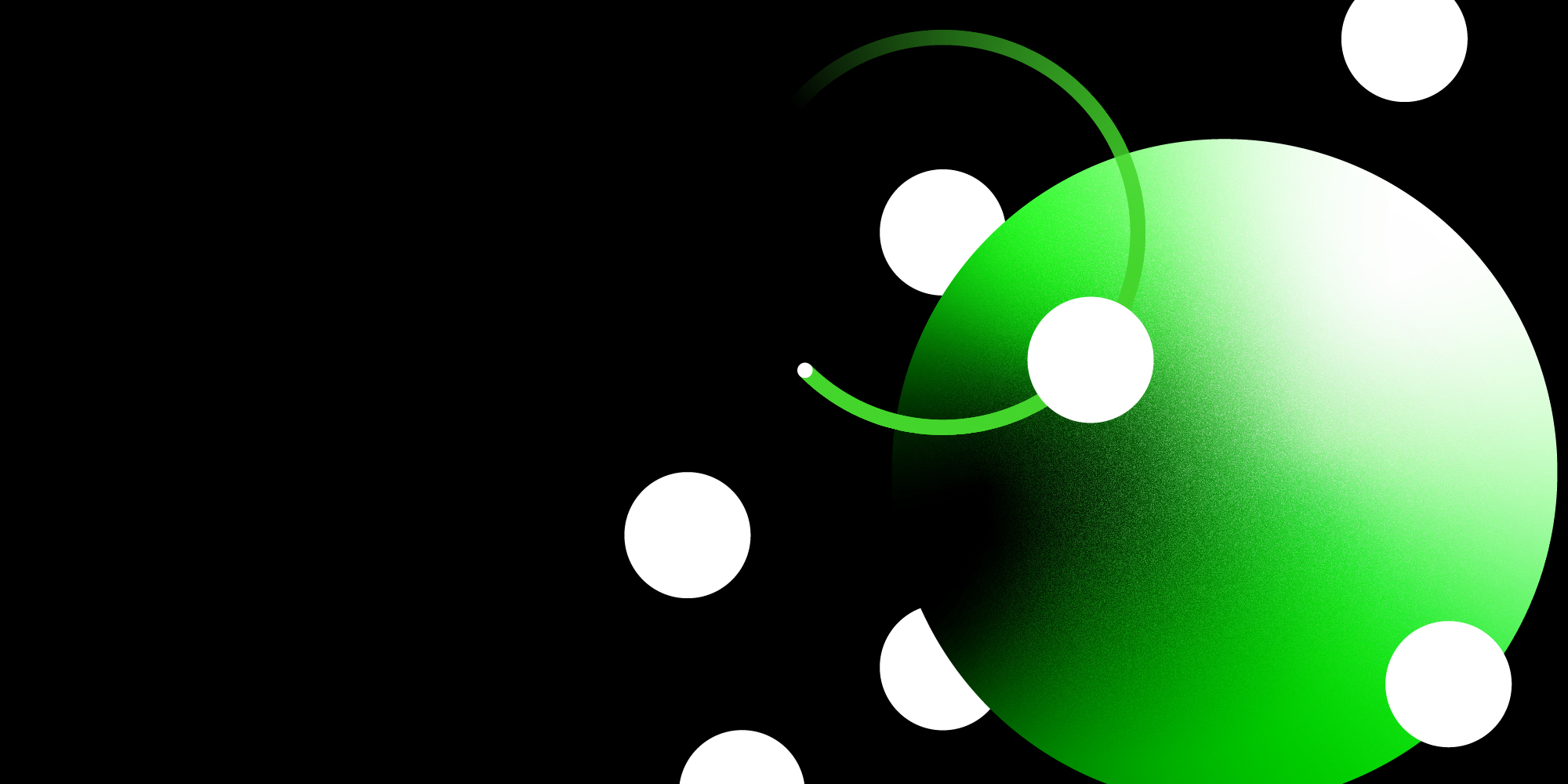 green and white circles on black background hero image