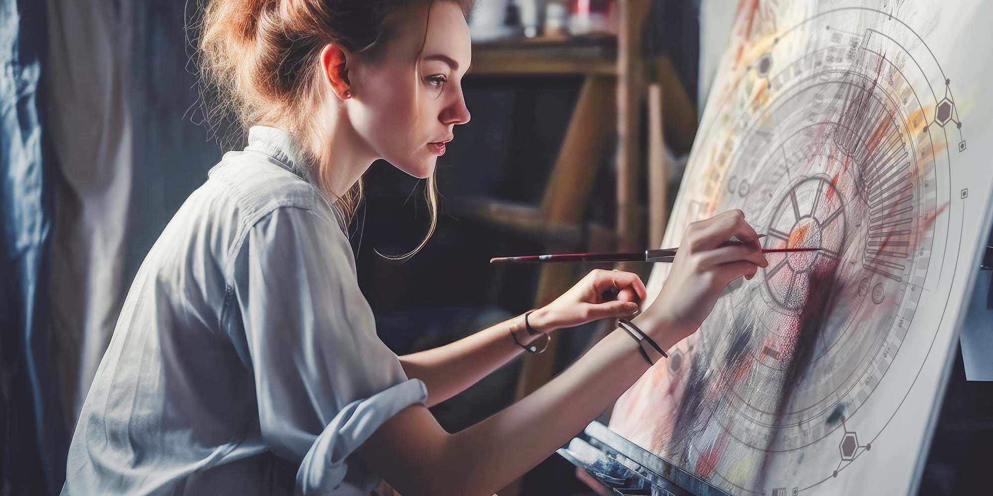 woman painting AI image
