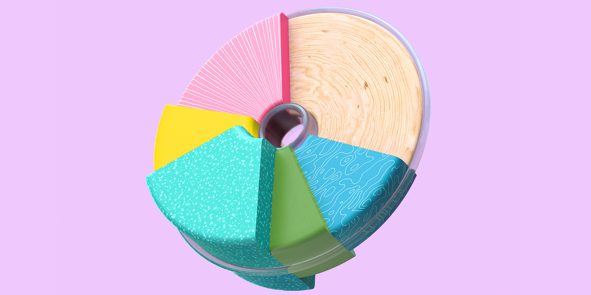 colorful pie chart on pink background