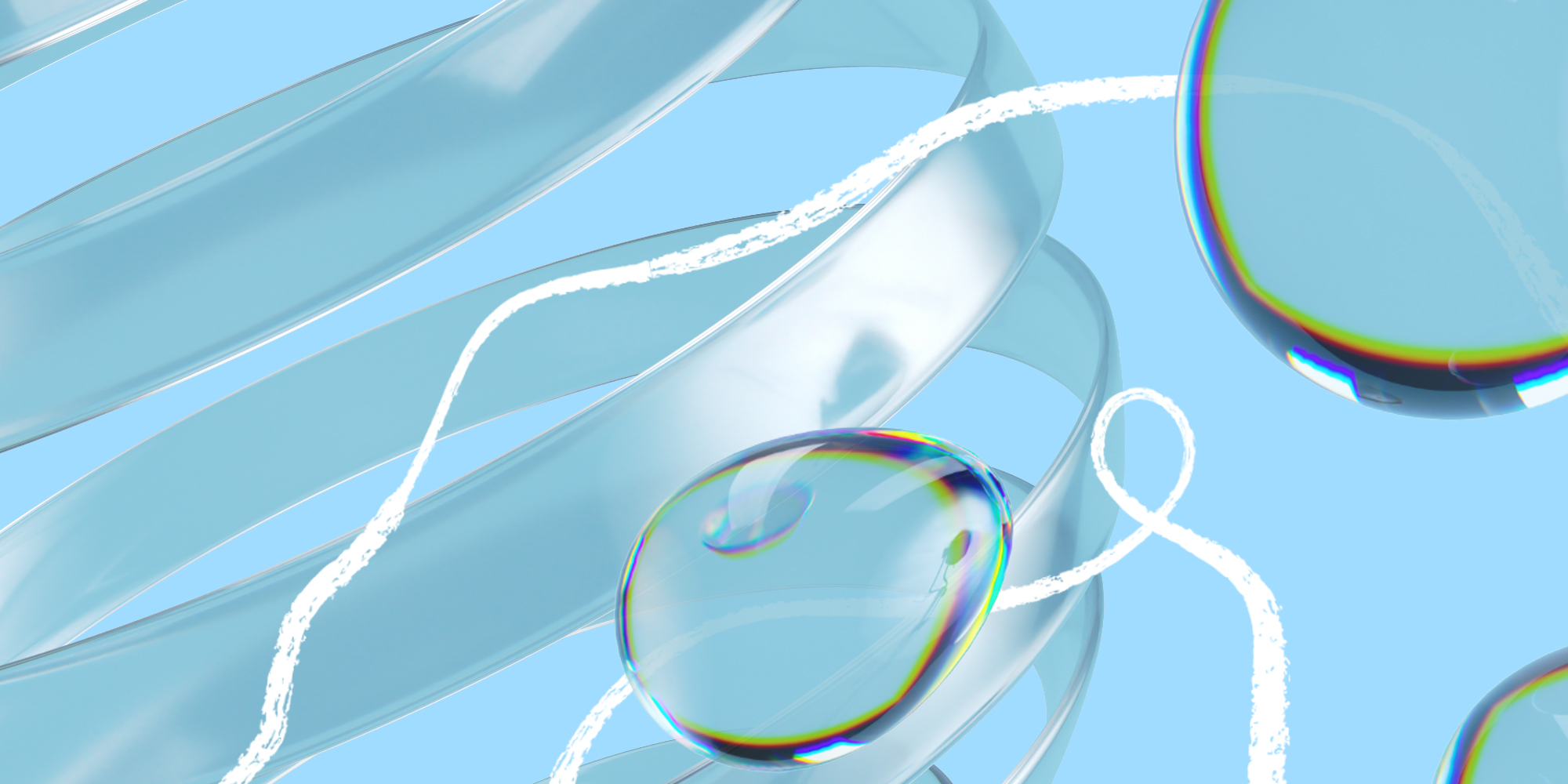 clear bubbles on blue background