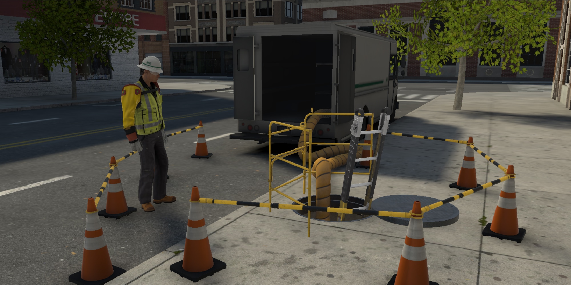 Exelon work VR example worker on sidewalk