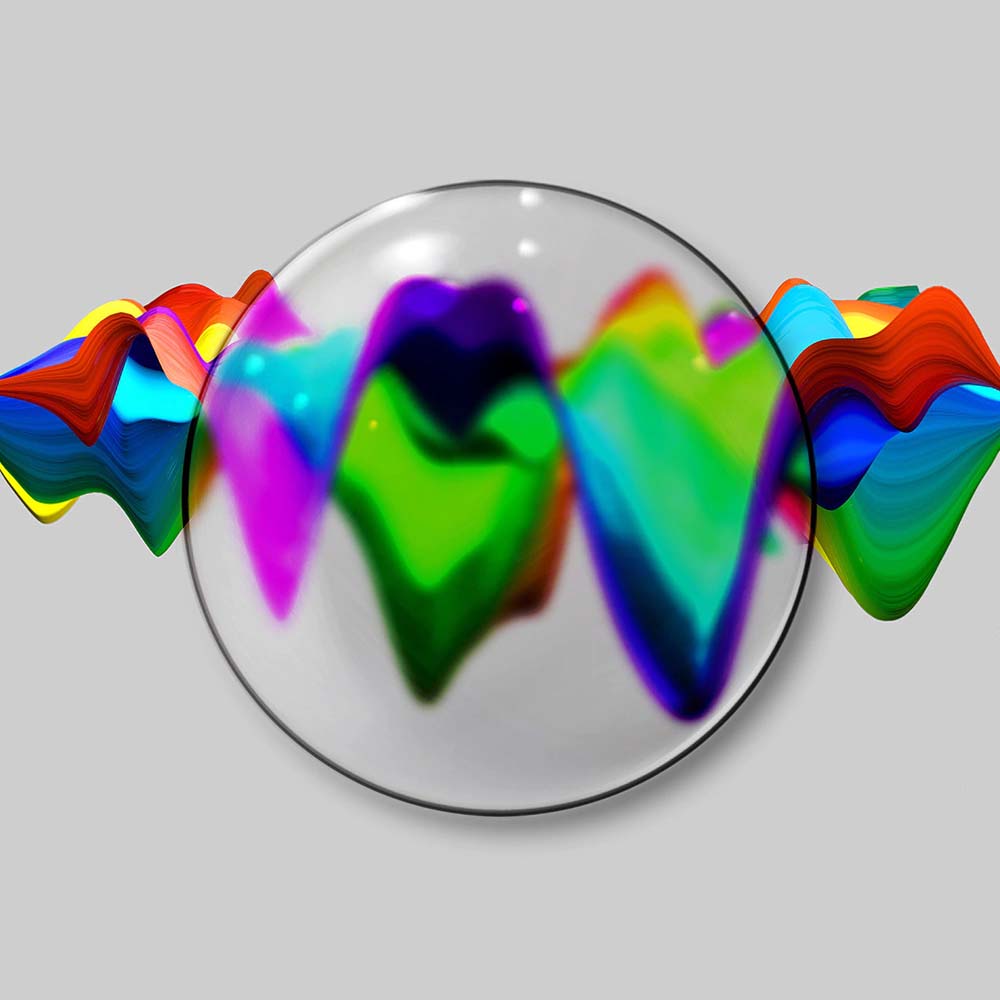 Rainbow wavelength blurred through a glass circle 