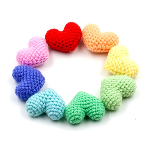 circle of knitted hearts