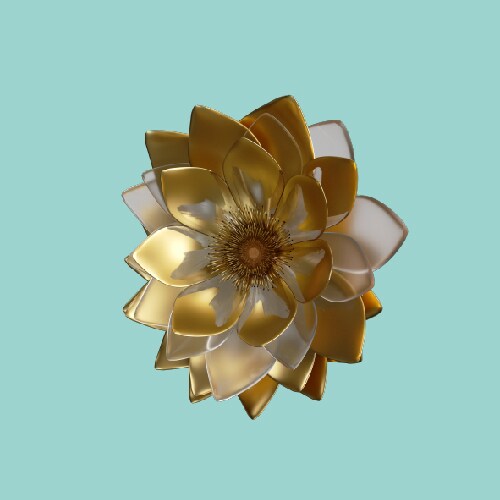 gold flower on teal background